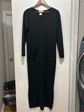 Vintage Antonella Made in Italy Black Merino Wool Blend Dress – M